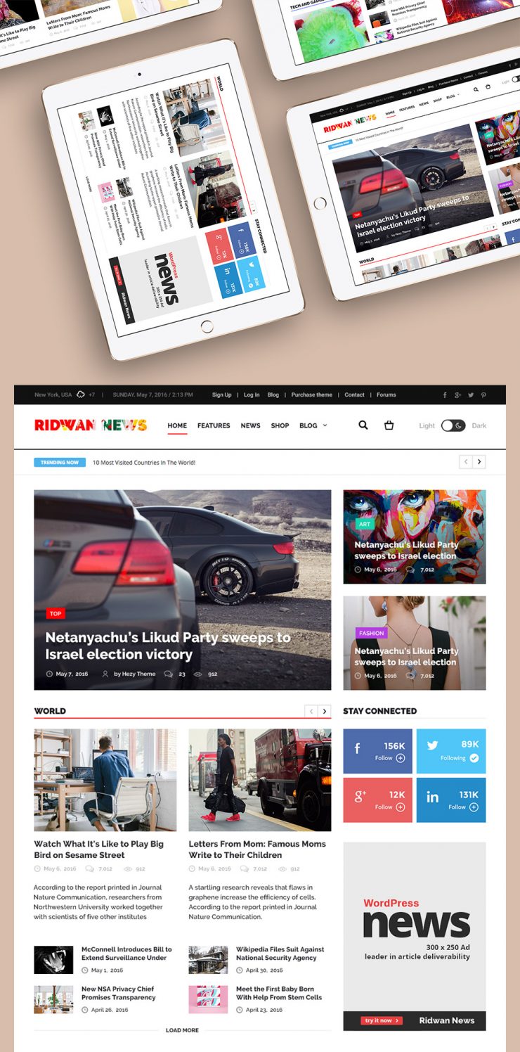 News Website Home Page Template Free PSD