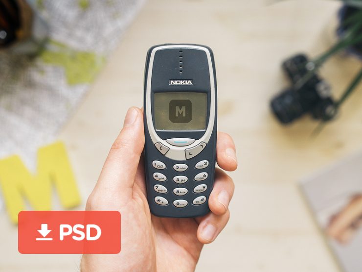 Nokia 3310 Mobile Phone Mockup PSD