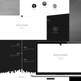 One Page Flat Black and White PSD Template