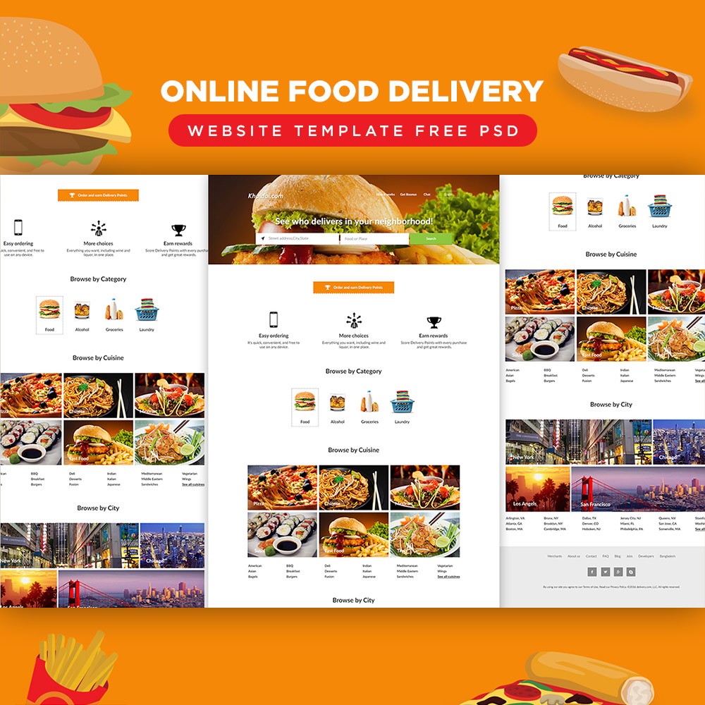 Online Food Delivery Website Template Free PSD Download - Download PSD