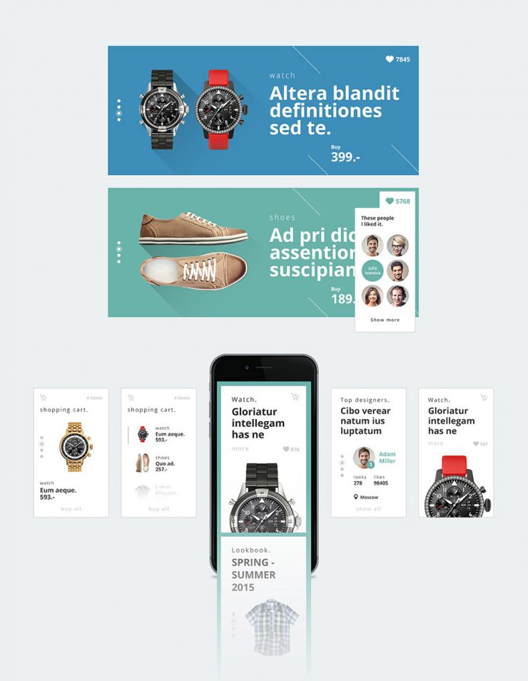 Online Shopping Store Mobile UI Kit Free PSD