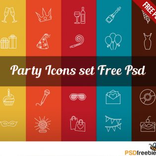 Party Celebration Line Icon Set Free PSD