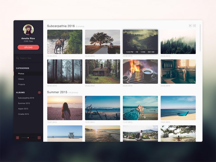 Photo Gallery Website Application Template Free PSD