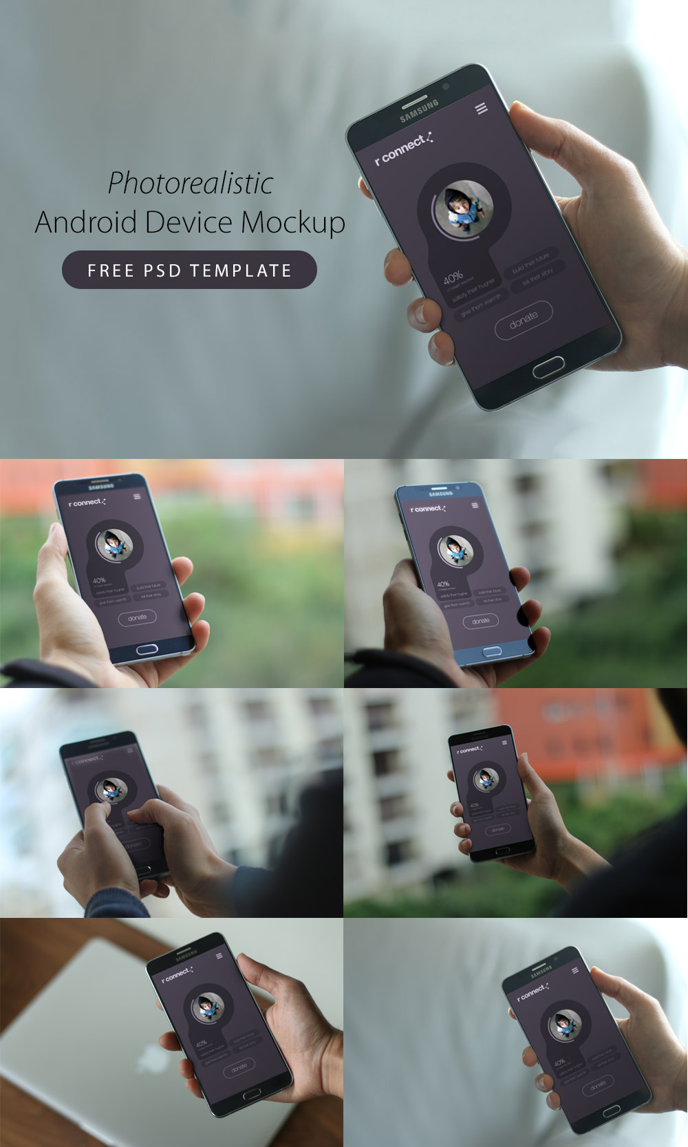 Photorealistic Android Device Mockup Free PSD Templates Download - Download PSD