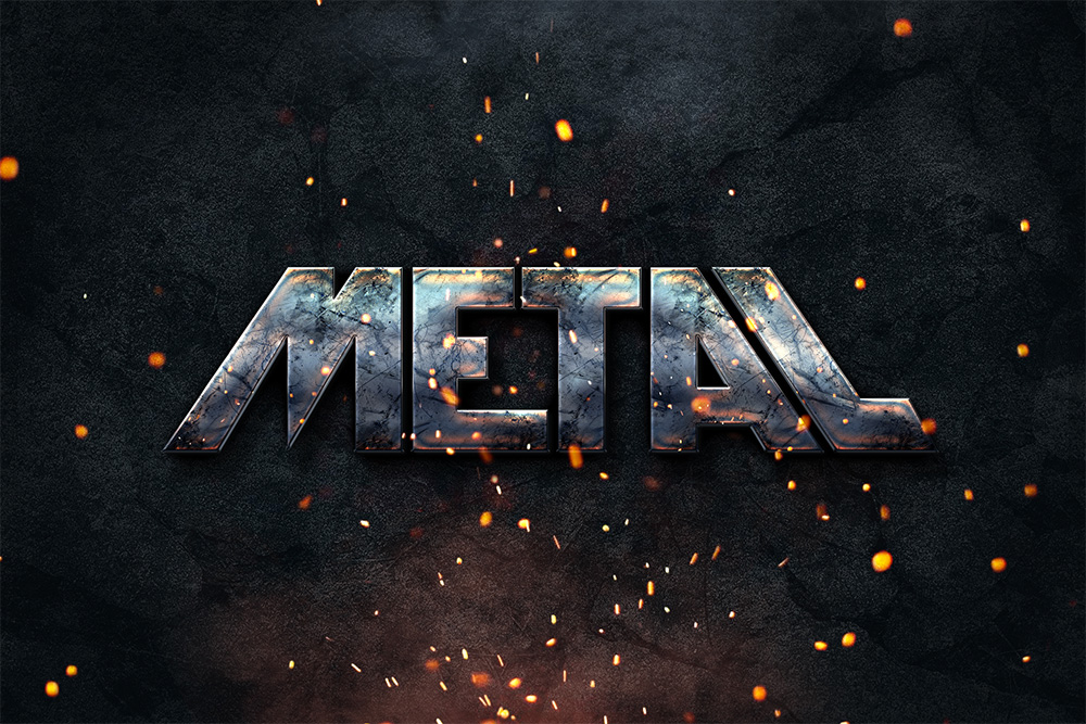 photoshop metal text style effect psd