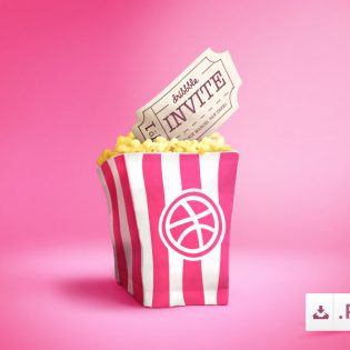 Pink Popcorn Bag Icon PSD Freebie