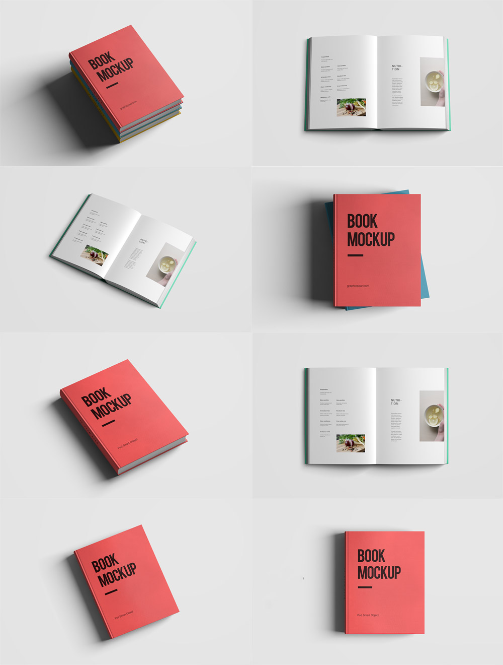 Realistic Book Mockup Template Pack Free PSD - Download PSD