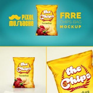 Realistic Chips Bag Mockup Free PSD