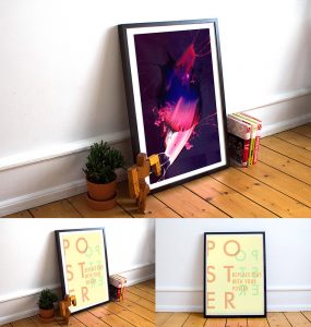 Realistic Poster Frame Free Mockups PSD