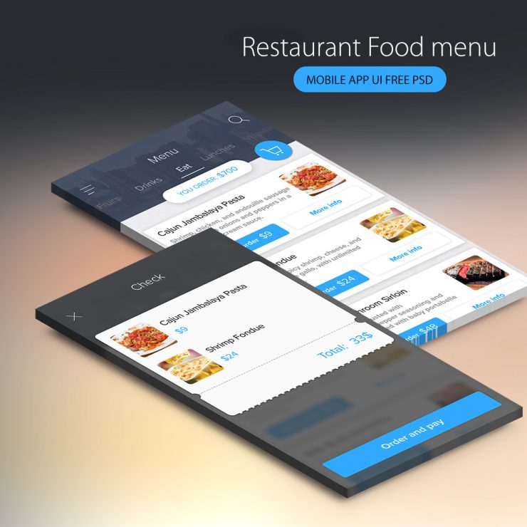 Restaurant Food menu Mobile App UI Free PSD