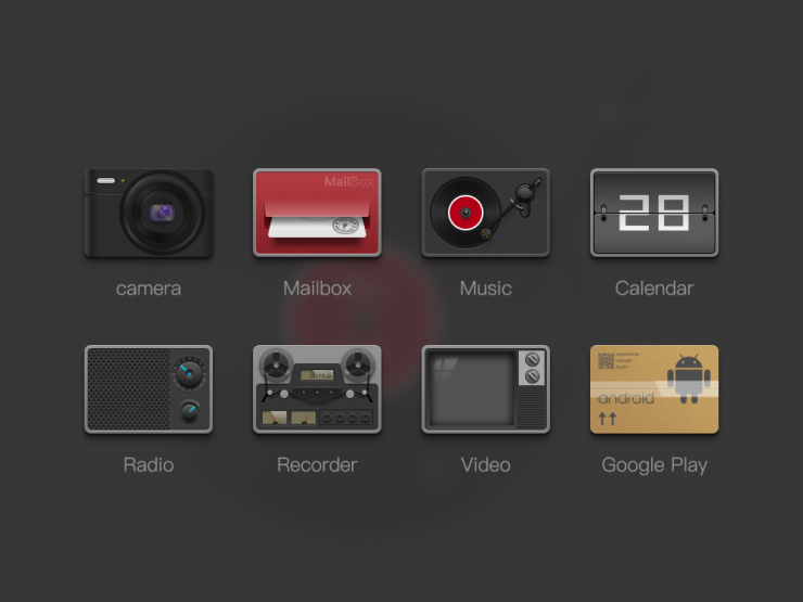 Retro App Icons Set Free PSD