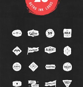 Retro Style Ink Logo Free PSD Set