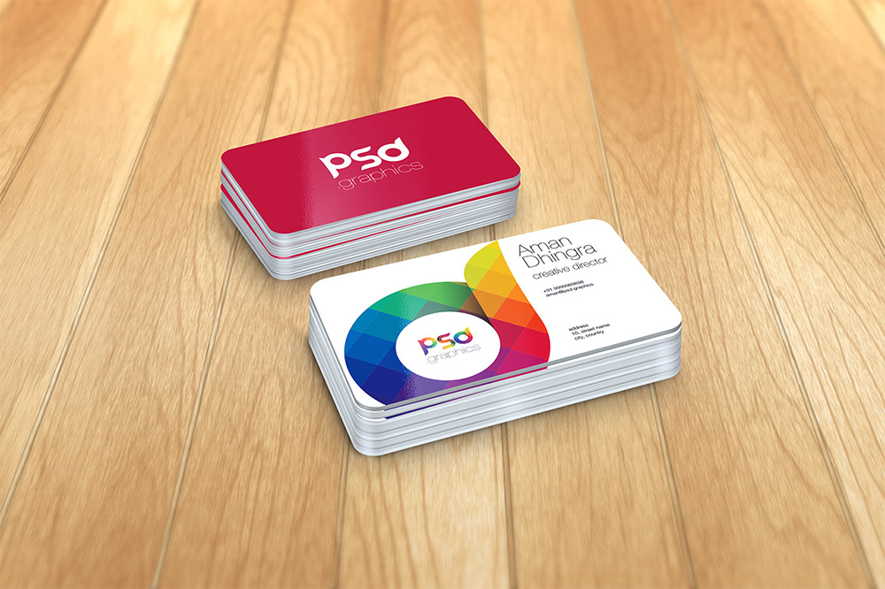 Download Rounded Corner Business Card Mockup Free PSD Graphics ...