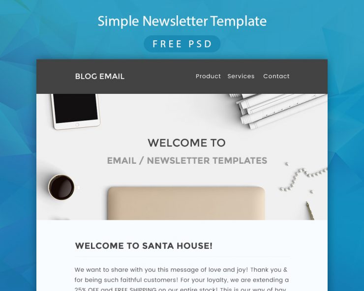 Simple Newsletter Template Free PSD