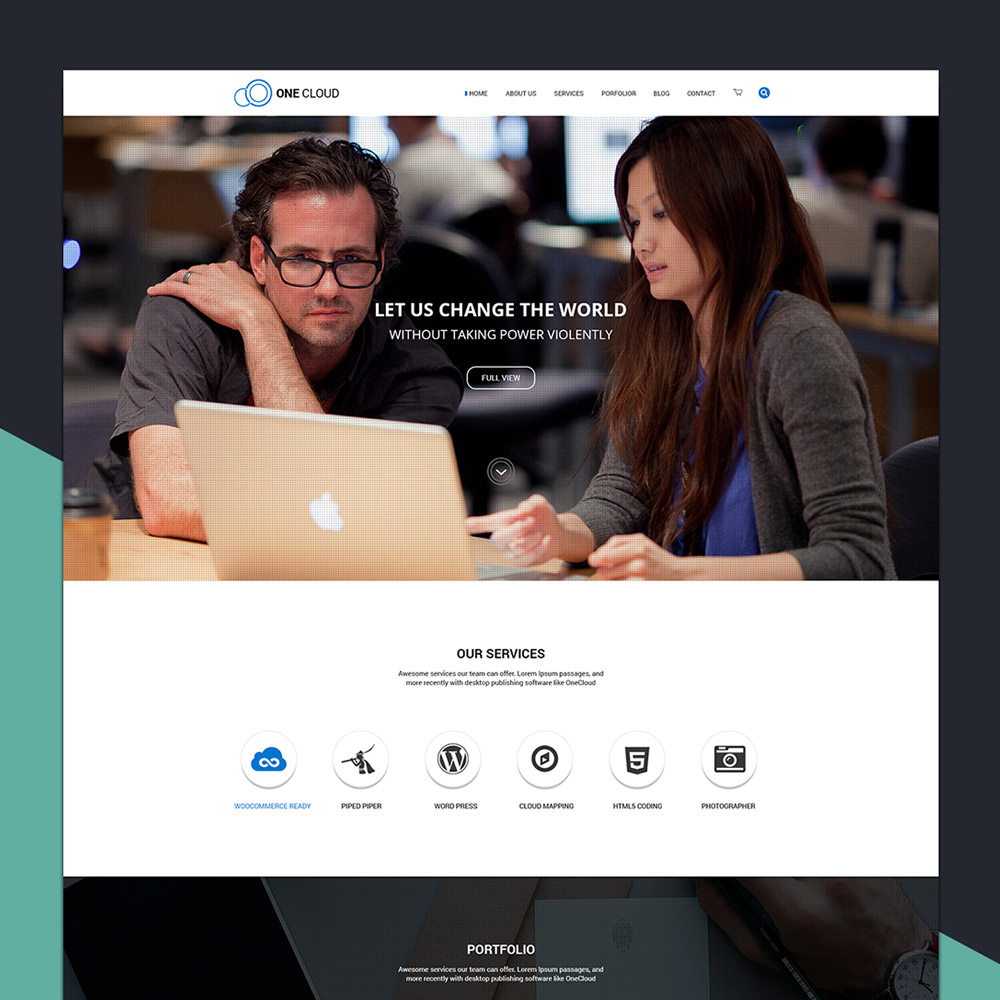 Simple One Page Corporate Website Template Free PSD Download PSD