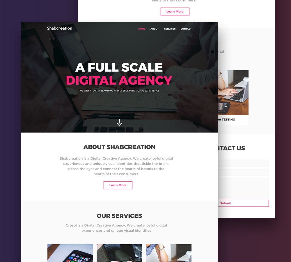Simplistic Creative Agency Website Template Free PSD Download