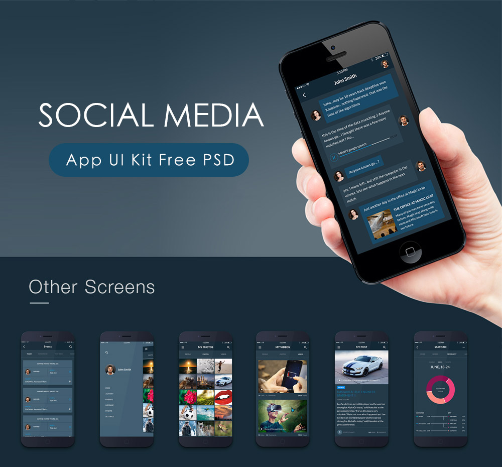 Download Social Media App Ui Kit Free Psd Download Psd PSD Mockup Templates