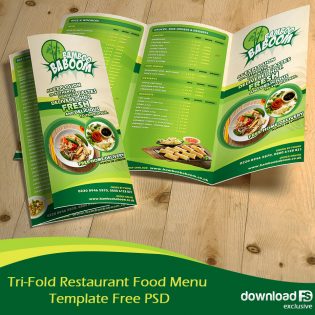 Tri-Fold Restaurant Food Menu Template Free PSD