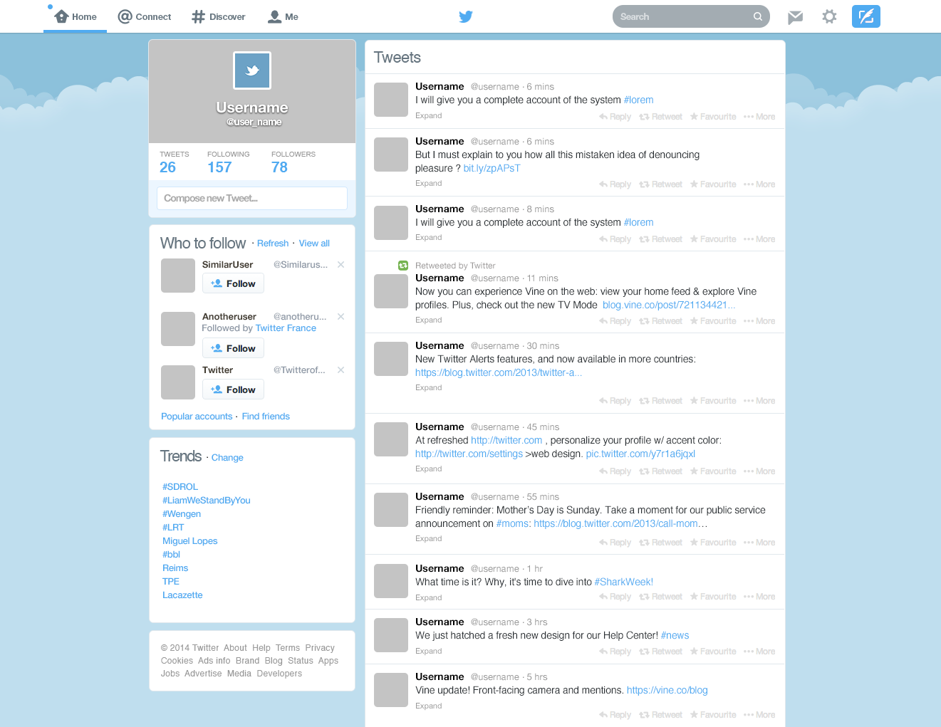Twitter New Home GUI PSD template – Download PSD Regarding Blank Twitter Profile Template