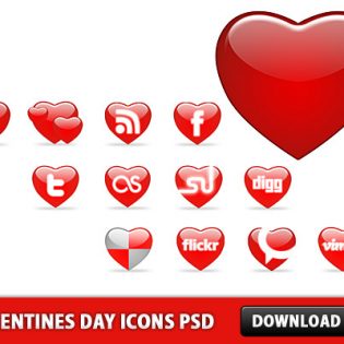 Valentines Day Icons Free PSD file
