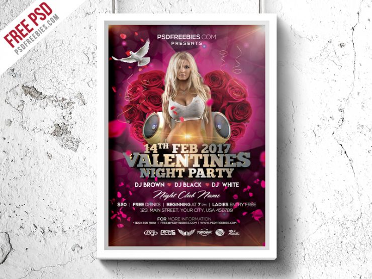 Valentines Day Party Flyer PSD Template