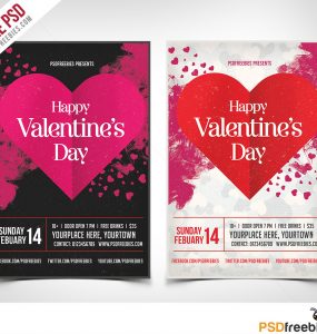 Valentines Party Flyer PSD Template Freebie