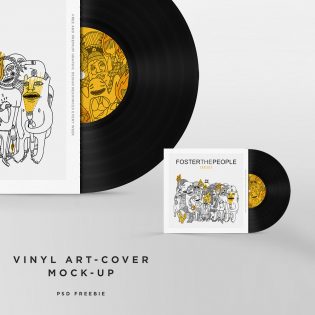 Vinyl Disc Cover Art Mockup Free PSD Template