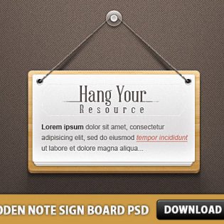 Wooden Note Sign PSD