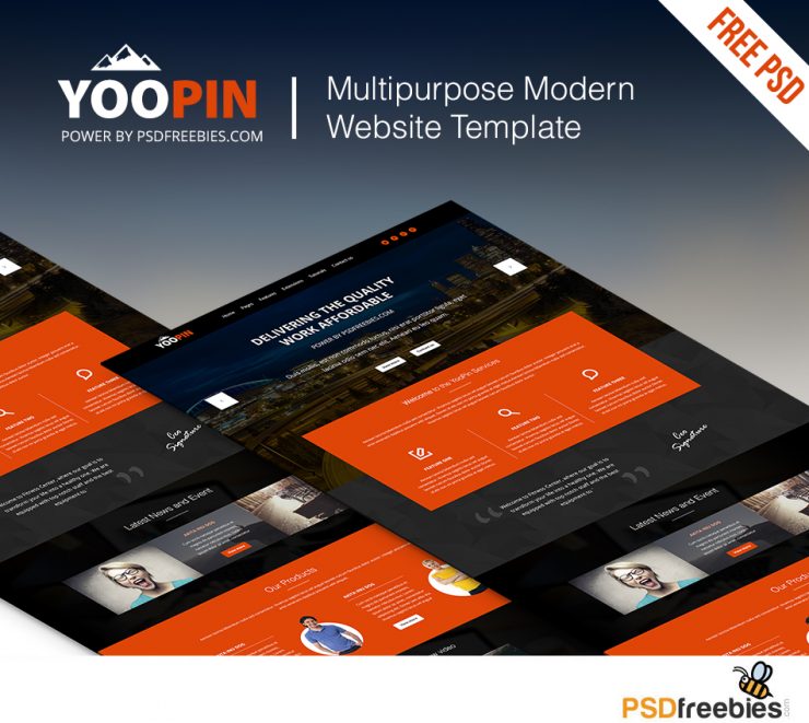 YooPin Multipurpose Modern Website Template Free PSD