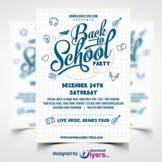 Back to School Party Flyer Template Free PSD