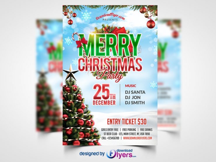 Christmas Party Flyer Free PSD Template