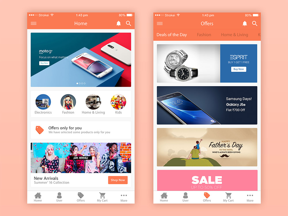 Download eCommerce App UI Free PSD - Download PSD