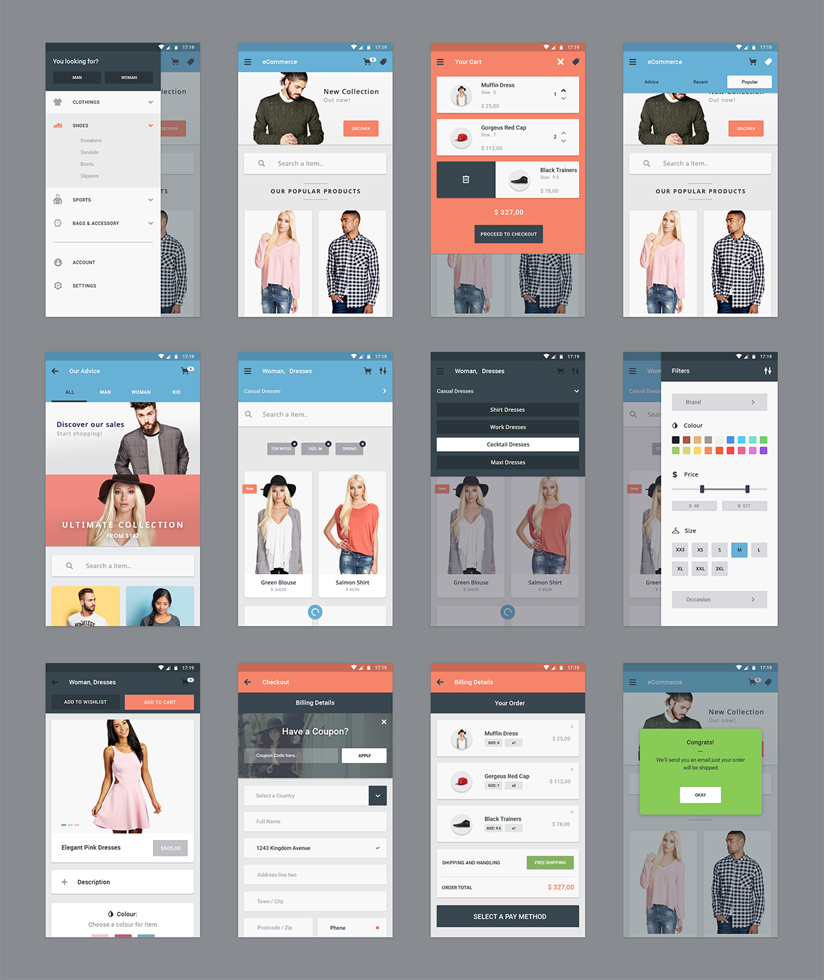 ECommerce Mobile App Screens Free PSD Download - Download PSD