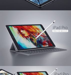 iPad Pro with Smart Keyboard Mockup PSD Freebie