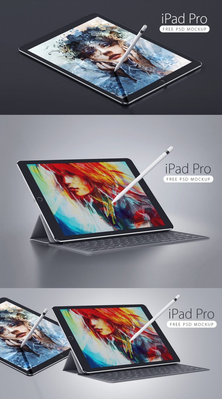 iPad Pro with Smart Keyboard Mockup PSD Freebie - Download PSD