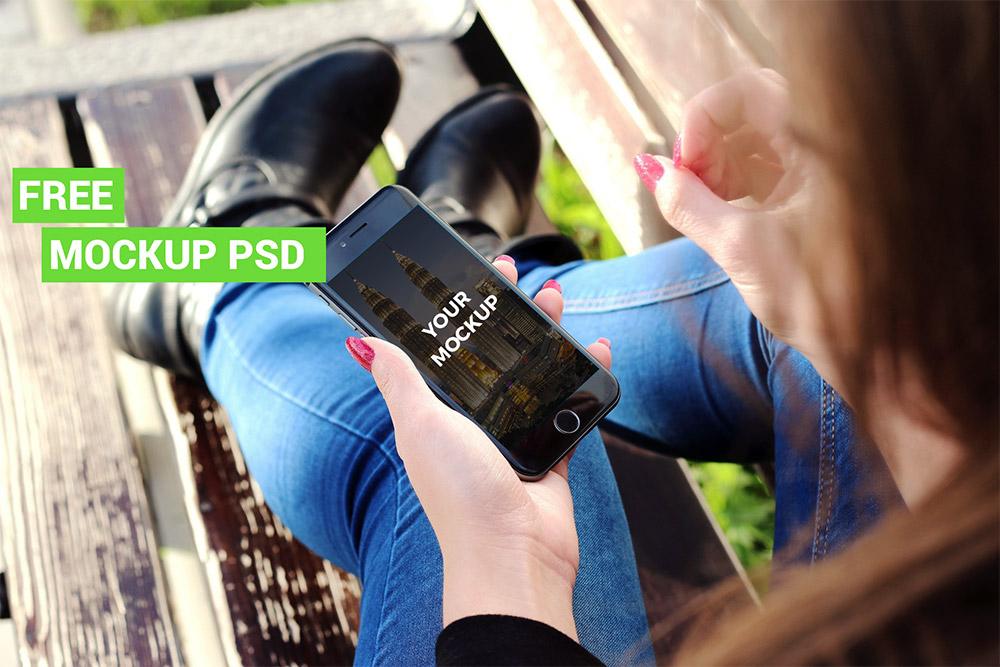 Download iPhone 6 Mockup in Female Hand Free PSD - Download PSD