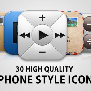 30 High Quality iPhone style Icon Set PSD