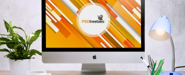 Free Apple iMac Workspace PSD Mockup