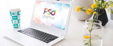 White Laptop Mockup Free PSD