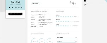 Resume CV Website Theme Template Free PSD