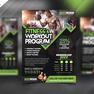 Gym Fitness Workout Program Flyer PSD Template