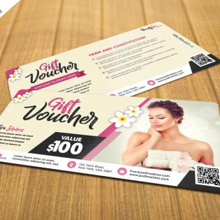 Beauty and Spa Gift Voucher PSD Template