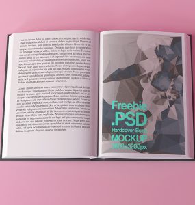 Open Hardcover Book Mockup Free PSD