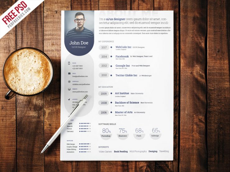 Professional Resume Template Free PSD