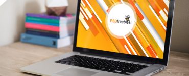 Macbook Pro on Wooden Table Mockup PSD