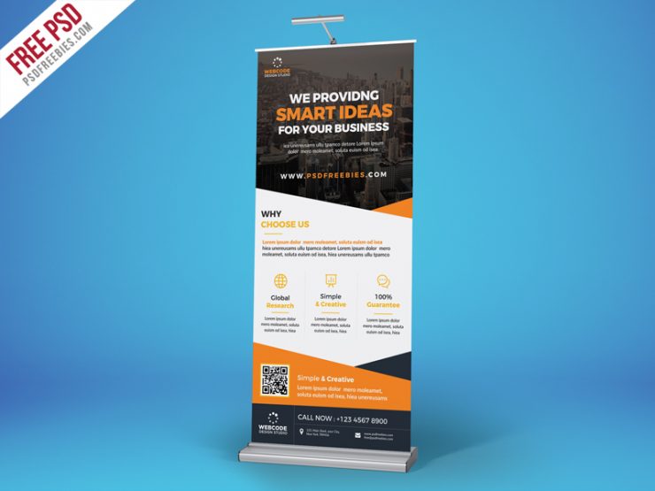 Advertisement Roll-Up Banner Free PSD