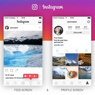 New Instagram App UI Template Free PSD