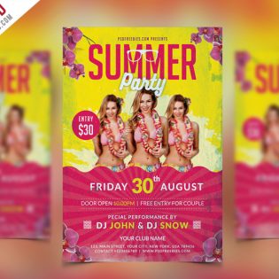 Summer Party Flyer PSD Template