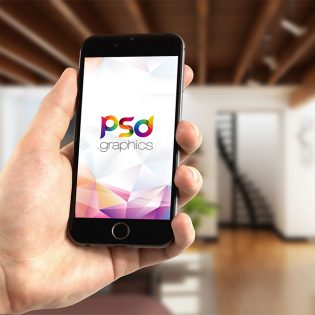 iPhone in Hand Mockup PSD