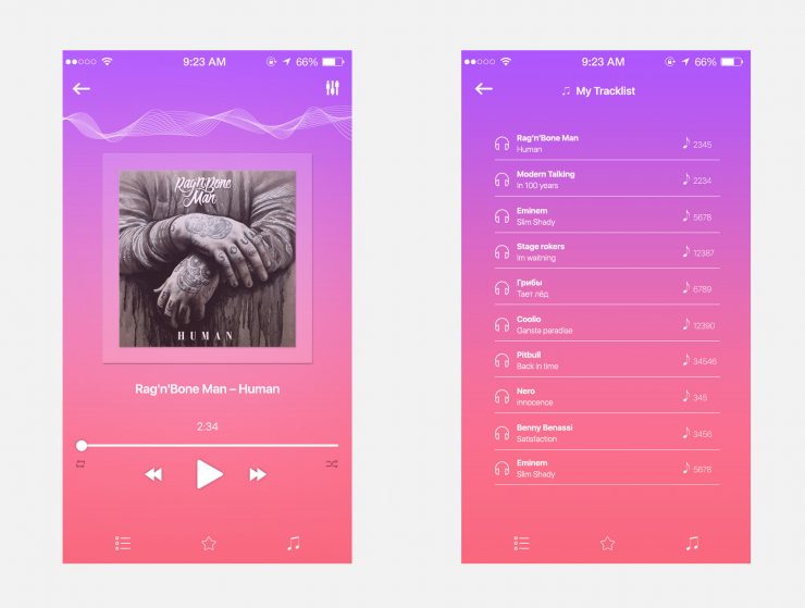 Music Player App Screen UI Free PSD